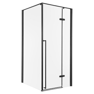 Long 80x80 black square shower cabin without tray