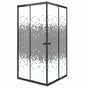 Pixel SQ 80 fekete szögletes zuhanykabin tálca nélkül