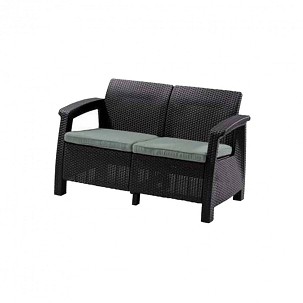Corfu love seat, grafit színben, világos szürke párnával