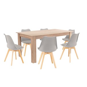 Lola 6+1 dining set grey-sonoma oak