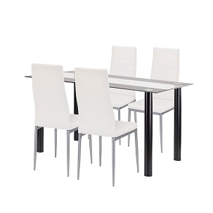 Denton 4+1 dining set white-gray