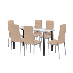 Denton 6+1 dining set beige-gray