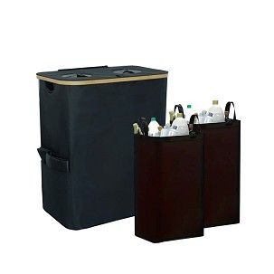 Selective bottle collector with two compartments 140l black