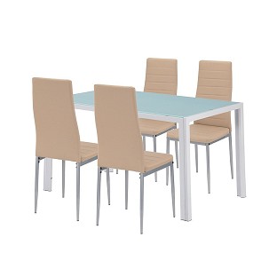 Mabel 4+1 dining set beige-gray