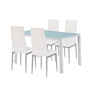 Mabel 4+1 dining set white-gray