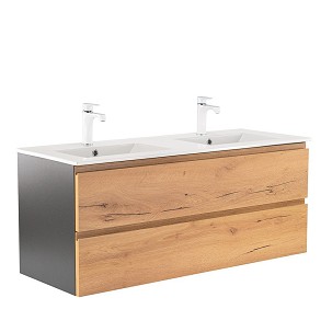 Vario Pull 120 base cabinet with washbasin anthracite-oak
