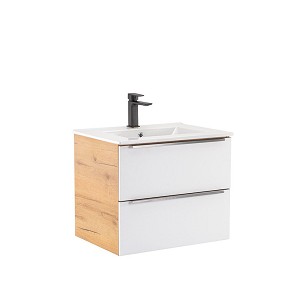 Vario Trim 60 base cabinet with washbasin oak-white
