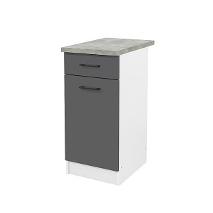 Praktik 40 base cabinet 1 door 1 drawer, white-anthracite