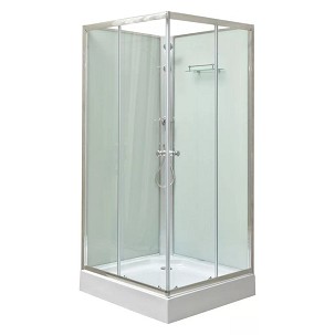 Polo White II szögletes fehér hátfalas zuhanykabin, akril zuhanytálcával, 80x80x195 cm-es méretben
