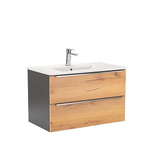 Vario Trim 80 base cabinet with washbasin anthracite-oak