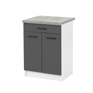 Praktik 60 base cabinet with 2 doors and 1 drawer, white-anthracite
