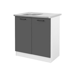Praktik 80 base cabinet with 2 doors and sink, white-anthracite