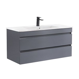 Cube 100 bathroom vanity unit with ceramic sink, 2 drawers, anthracite grey