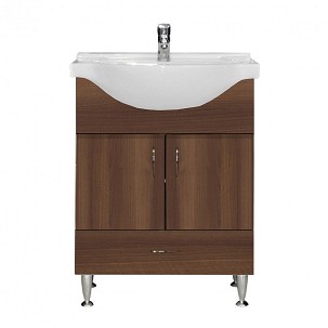 Bianca Plus 65 base cabinet with washbasin, Aida walnut color
