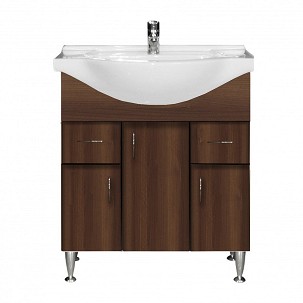 Bianca Plus 75 base cabinet with washbasin, Aida walnut color