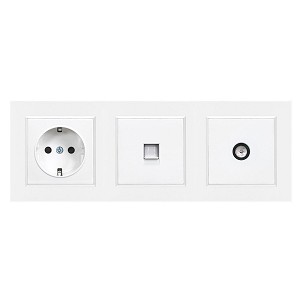 Nova földelt csatlakozóaljzat dugalj, UTP, TV csatlakozóval fehér kerettel