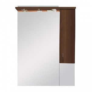 Bianca Plus 75 bathroom furniture wall cabinet, Aida walnut color, right-hand opening