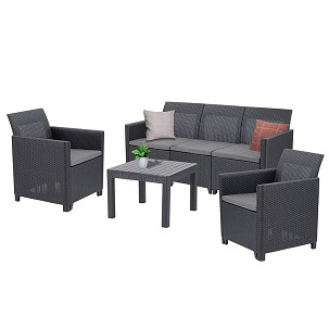 Claire VI 5-seater garden furniture set with Orlando table, graphite