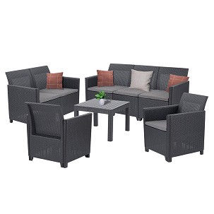 Claire VI 7-seater garden furniture set with Orlando table, graphite