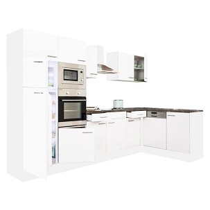 Yorki 340 corner kitchen furniture, white body, with satin white front