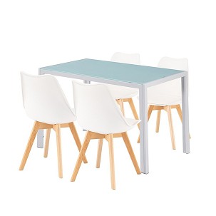 Liva 4+1 dining set white-white