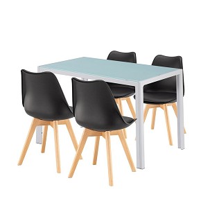 Liva 4+1 dining set white-black
