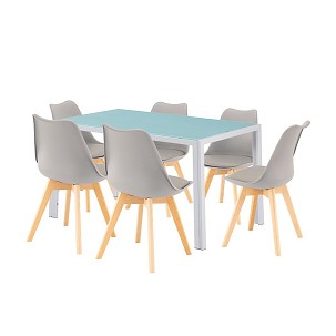 Nuvia 6+1 dining set white-gray