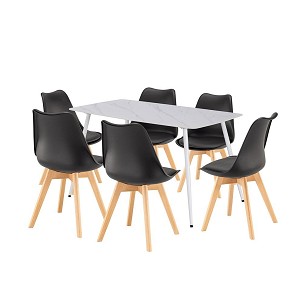Ravena 6+1 étkező garnitúra fehér-fekete