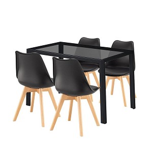 Treva 4+1 dining set black-black