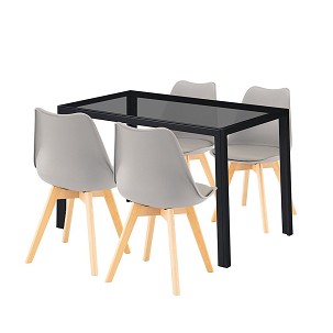 Treva 4+1 dining set black-gray