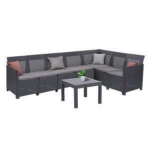 Claire XI 7-seater corner sofa with Orlando table