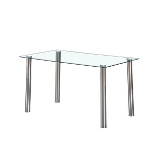 Berna 140 cm square glass dining table transparent