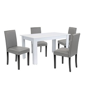 Leon 4+1 dining set white-gray