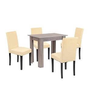 Leon 4+1 dining set york oak-beige
