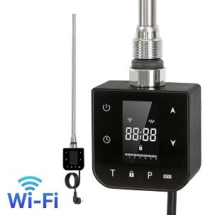 Wifi-s fűtőpatron törölközőszárító radiátorhoz digitális hőfokszabályozóval 600W fekete