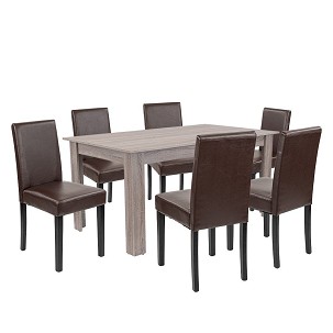 Leon 6+1 dining set york oak-brown