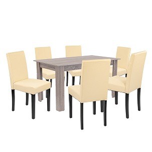 Leon 6+1 dining set york oak-beige
