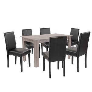 Leon 6+1 dining set york oak-black