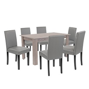 Leon 6+1 dining set york oak-grey