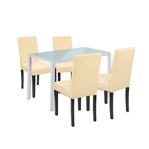 Mira 4+1 dining set white-beige