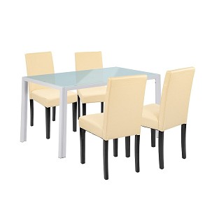 Mira 4+1 dining set white-beige
