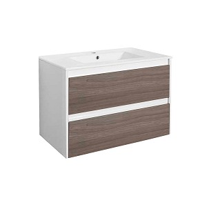 Porto 80 base cabinet with washbasin white-rauna elm