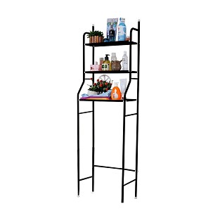 Bathroom shelf above toilet, multi-tiered, black