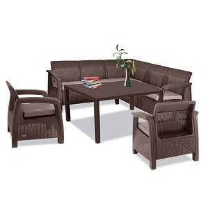 Corfu Fiesta III garden furniture set with futura table brown