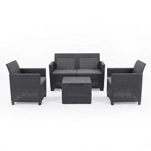 Claire 4-seater garden furniture set with cushioned table, graphite