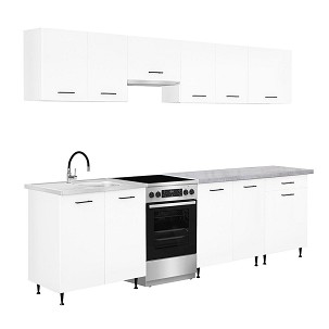 Primo 280 kitchen furniture white, with chromix worktop