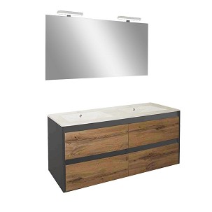 Porto Prime 120 complete bathroom furniture in anthracite-country oak color