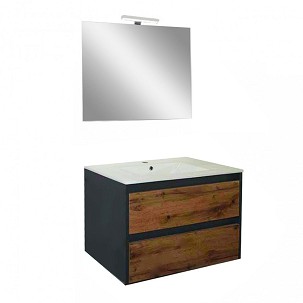 Porto Prime 80 complete bathroom furniture in anthracite-country oak color