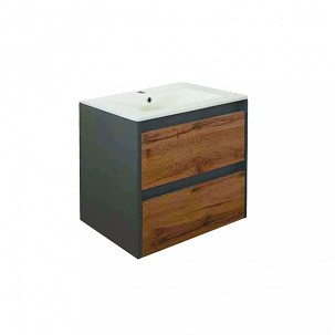 Porto 60 base bathroom furniture with washbasin in anthracite-country oak color
