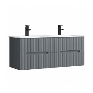 Trent 120 bathroom vanity unit with ceramic sink, 4 drawers, anthracite gray